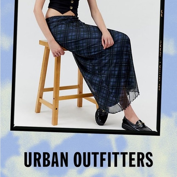 Urban Outfitters Camilla Mesh Plaid Maxi Skirt - Picture 2 of 7